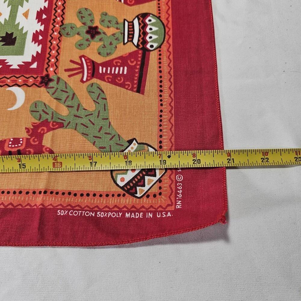Springs Bandana Southwestern Wolf Teepee Cactus RN16463 21x21 Vtg Made In USA - Picture 5 of 6